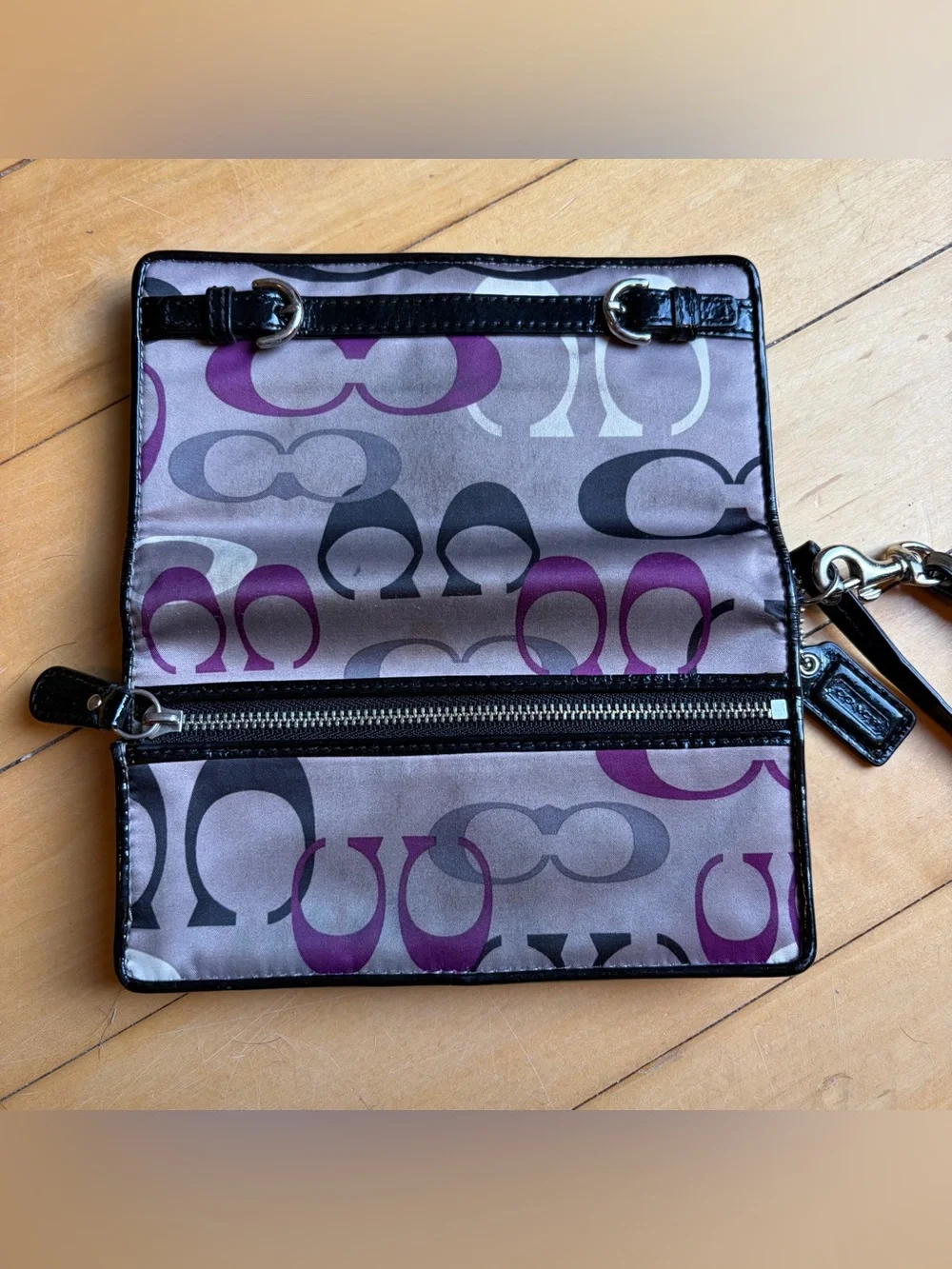 COACH Soho Optic Print Demi Clutch VTG Y2K Double Buckle Wristlet Wallet *READ*